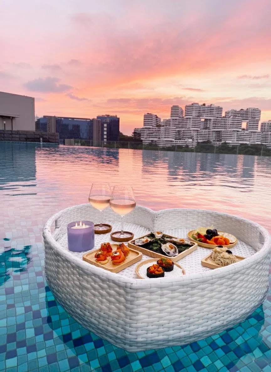 Momentus Hotel Alexandra在招牌水上吧台， 准备情人节双人小吃套餐。（酒店提供）