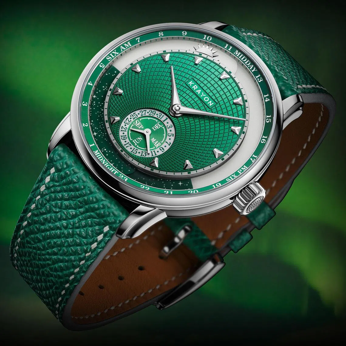 Anywhere腕表，能在全球任何经纬度计算日出与日落时刻。（Krayon提供）