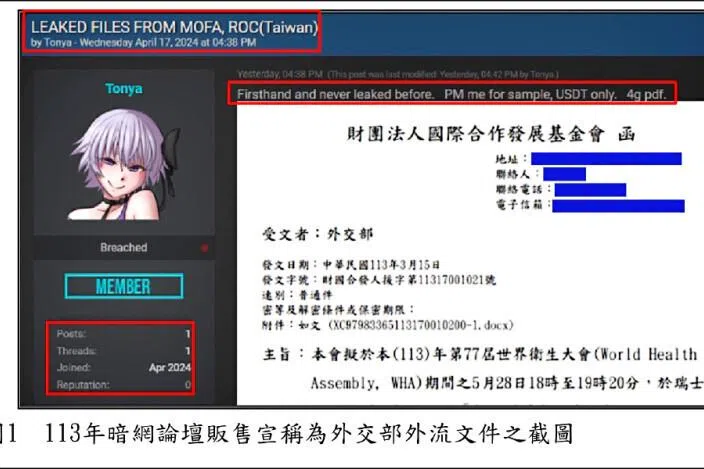 台监察报告指外交部13份文件外泄在暗网被兜售