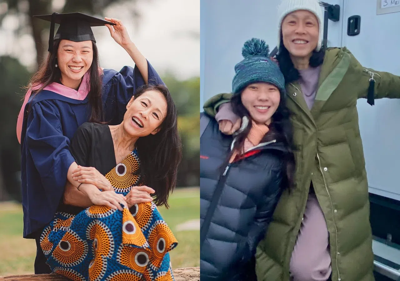 陈琼华（左图右、右图右）和林诗安母女情深，女儿不时会飞美加探望妈妈。（取自陈琼华IG）