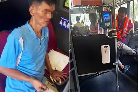 巴士上抽电子烟 阿叔不省人事