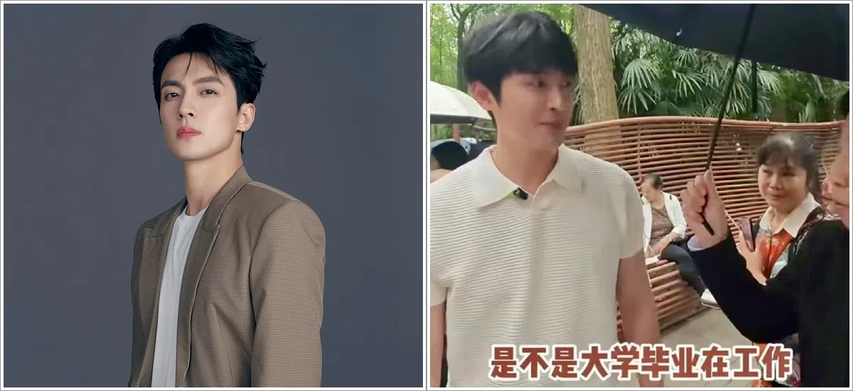 高泰宇一周多前现身成都的相亲角（右）引起骚动。（取自艺人微博、互联网）