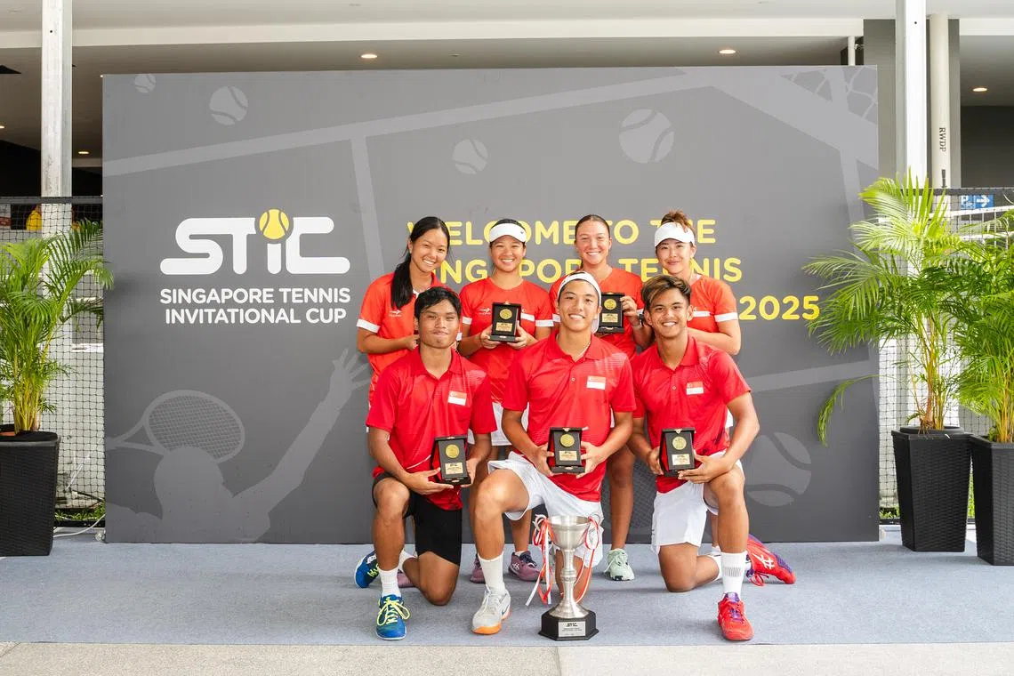 我国团队在新加坡网球邀请杯决赛中，以3比2力挫东南亚劲旅印尼夺冠。（新加坡体育城提供）