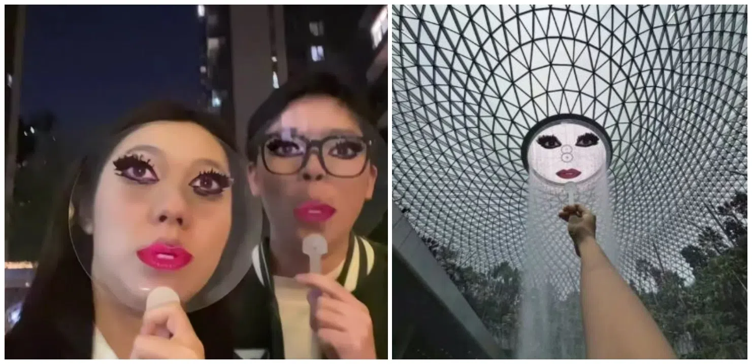 女神卡卡个人妆造很有特色，粉丝从淘宝订购“卡卡脸”扇子，成了看演唱会的奇趣周边商品。（互联网）