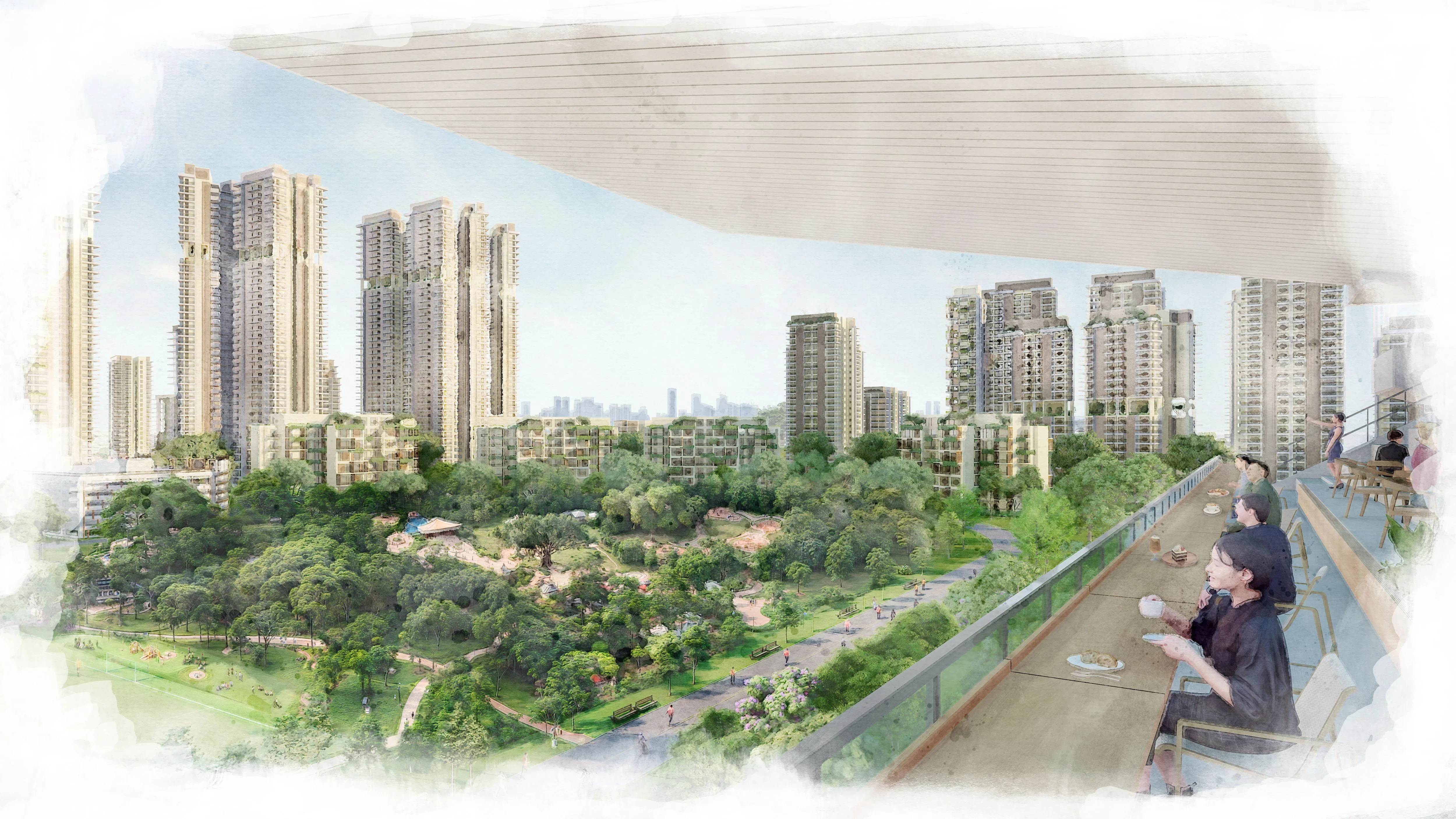 当局正研究保留现有的观众看台，并在看台前方开辟结合绿地的休闲设施。（市区重建局提供构想图）