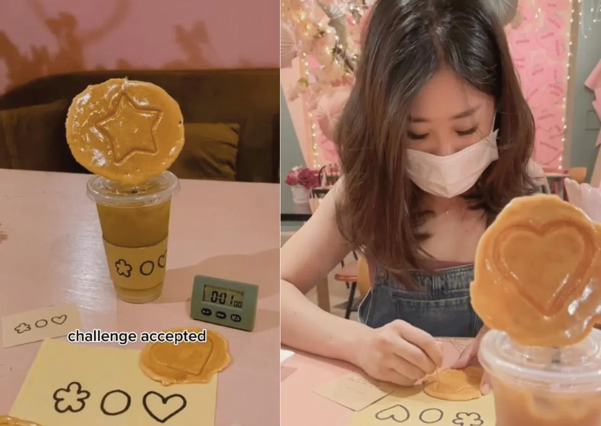 挑战者参加“椪糖饼干”挑战（Brownbutter.sg Tiktok截图）