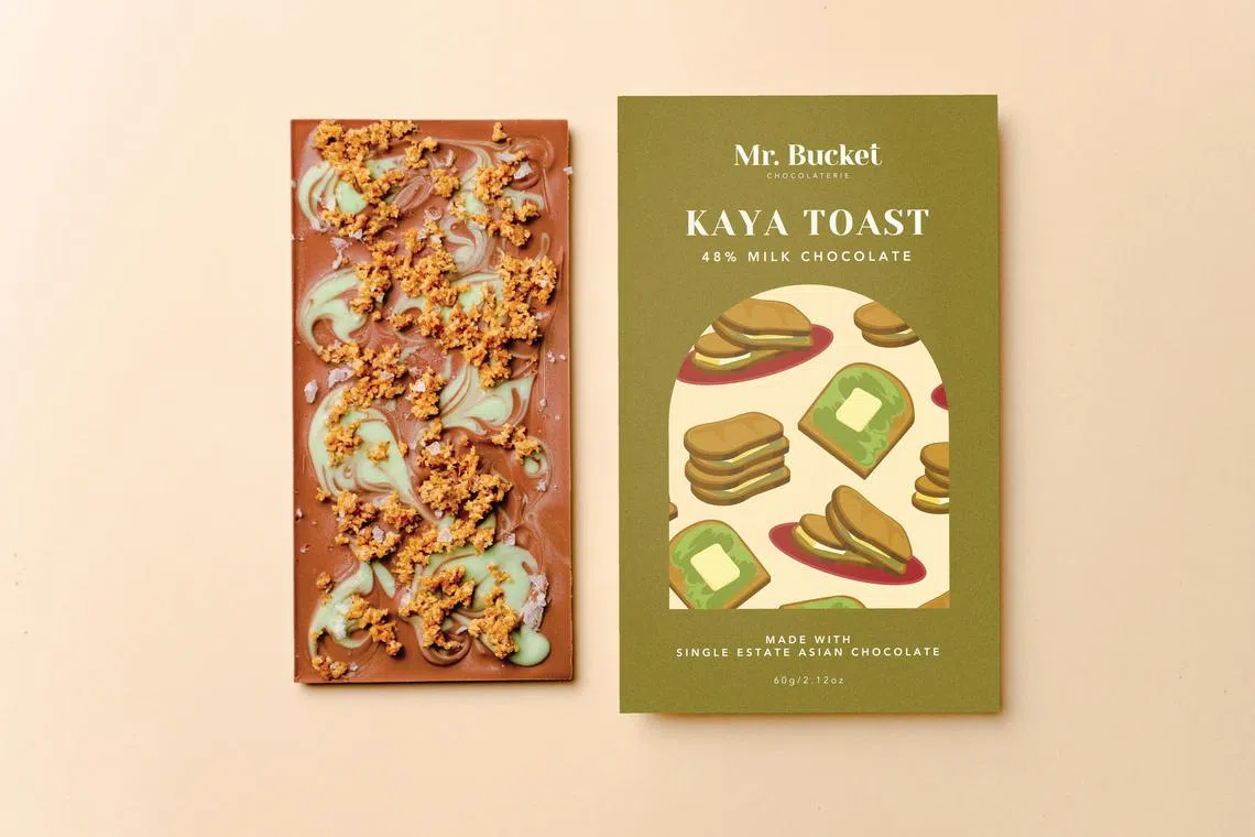 Mr. Bucket Chocolaterie的咖椰烤面包巧克力香甜可口。（品牌提供）