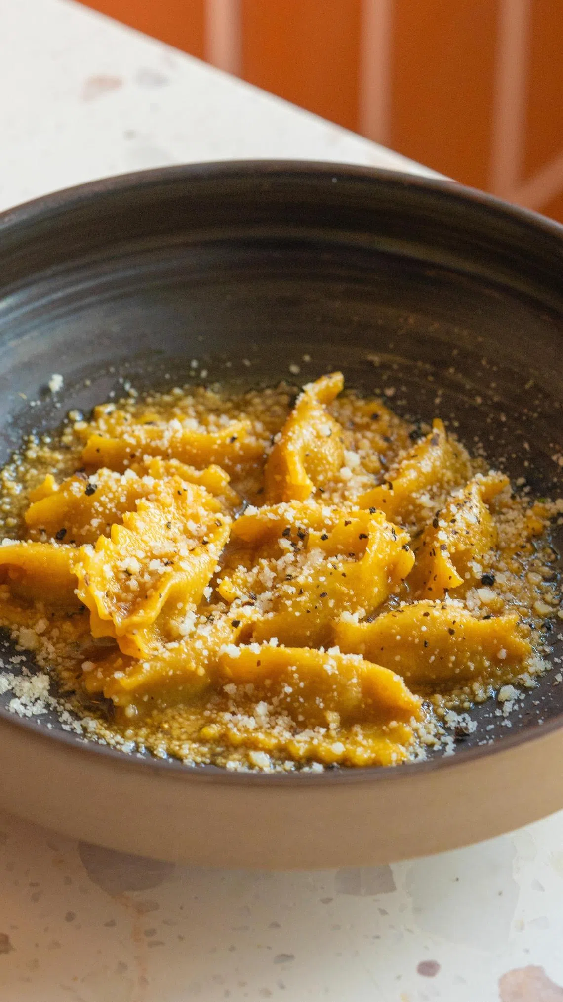 Casa Vostra的意大利馅面Agnolotti del Plin，内馅是咸香炖猪肉。（餐馆提供）