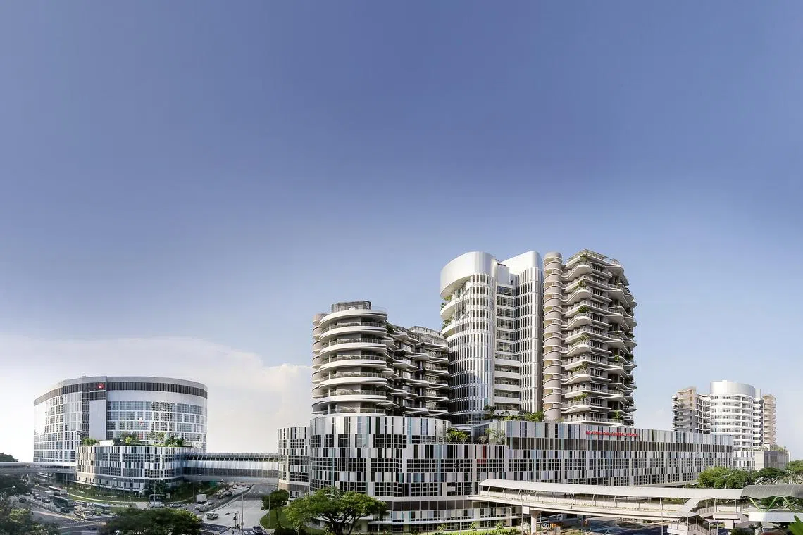 黄廷方综合医院和裕廊社区医院若连接上吉宝的区域供冷系统，每年可节省2％的能耗，减少碳排放，30年内可节约超过700万元。（黄廷方综合医院提供）