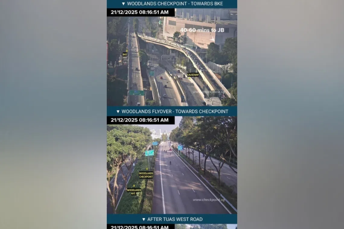 星期天早关卡未出现塞车情况。（Checkpoint.sg截图）