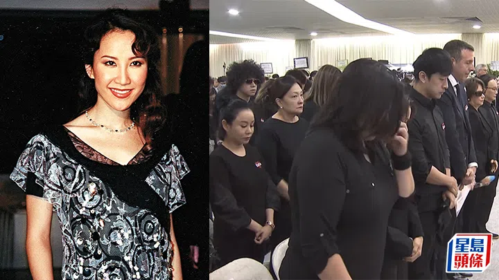 李玟生前亲人好友出席追思会，都别上特制的爱心襟章。（互联网）