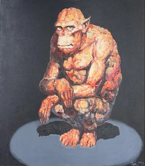 华庆猩猩系列之《凝视》（2017）。（南蛮艺苑提供）