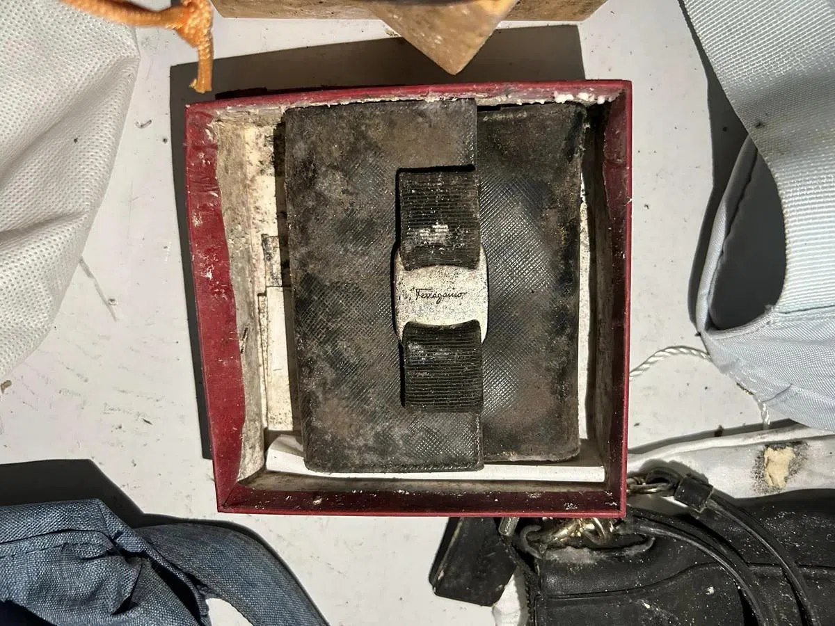 王瑜彤发现名牌包、腰带、皮包和鞋子等已发霉。（取自脸书）