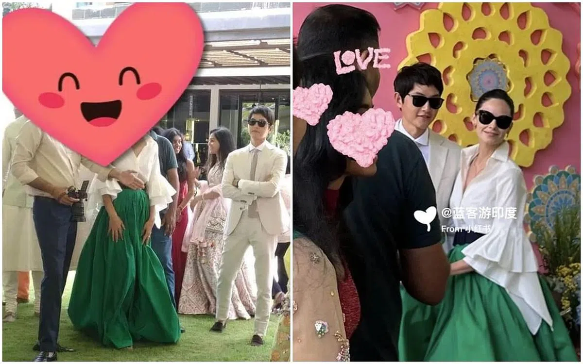 宋仲基被拍到在婚礼上贴心守护着Katy。（取自小红书）