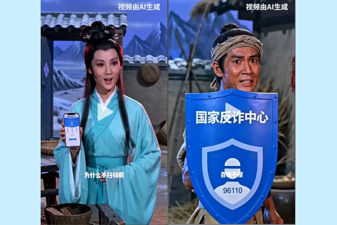 厦门公安除了把酱板鸭换成姜母鸭，女主角也变成中国反诈骗中心二维码，借此传递防诈信息。（抖音截图）