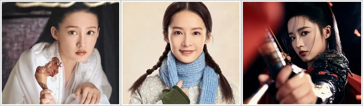 李沁拍完《庆余年》（左起）之后，接演了《梦中的那片海》和待播中的《一笑随歌》，三部剧的题材不同，角色也性格迥异。（取自剧集微博）