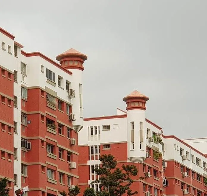 巴西立11街第138座组屋至146座组屋的设计像灯塔。（建屋局提供）