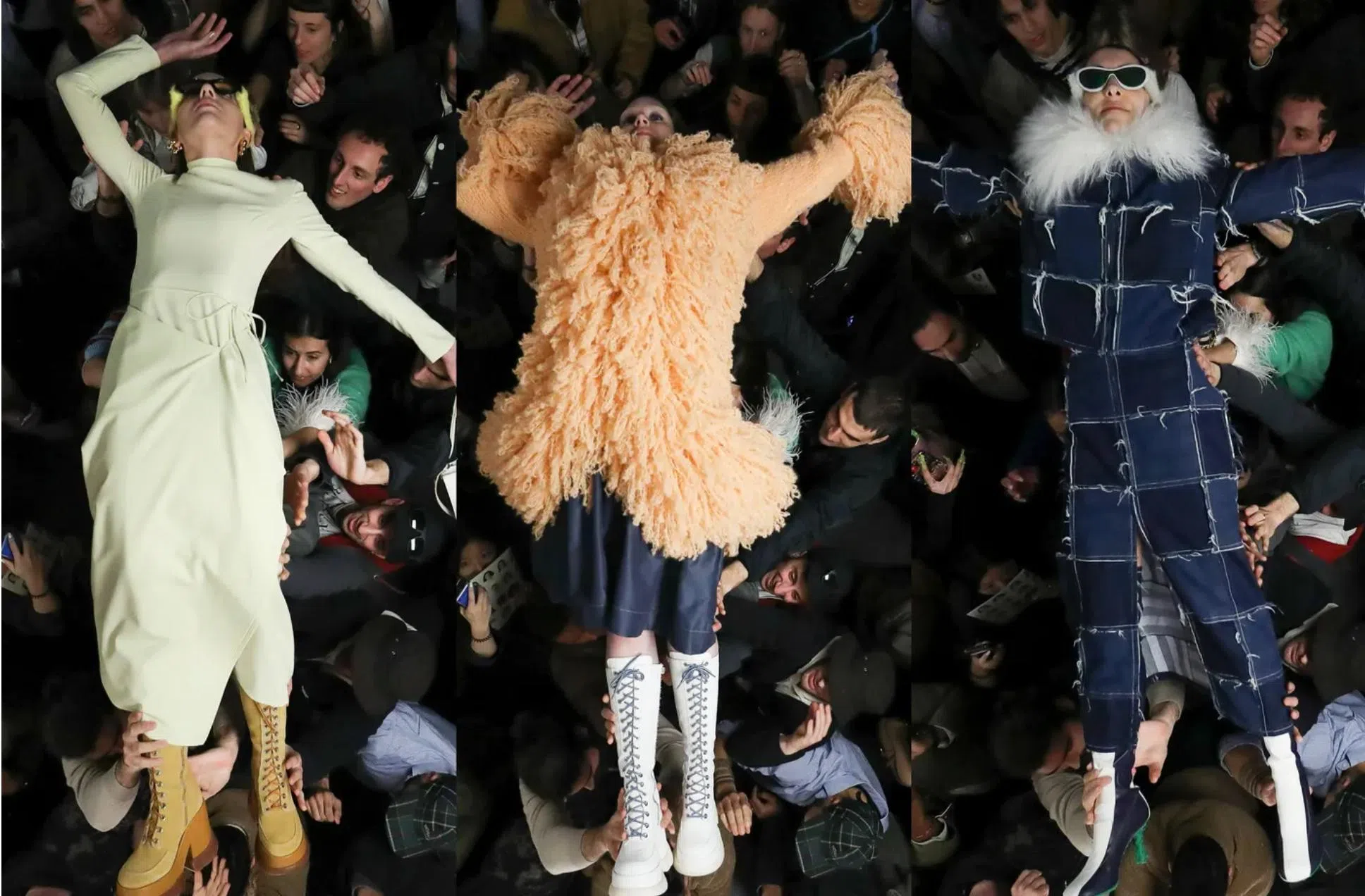 Sunnei上一个秀把摇滚演唱会的“人体冲浪”融入秀的环节，一不小心，搞不好会变成灾难现场。（Sunnei提供）