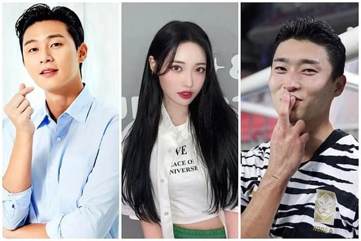 曹圭成（右）外形酷似朴叙俊（左），据传女友是女团Billlie成员金夏蓝（Haram，中）的姐姐。（取自Instagram）