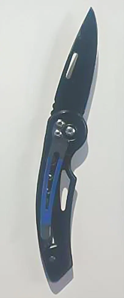 警方从男子身上搜出一把折叠刀。（新加坡警察部队提供）