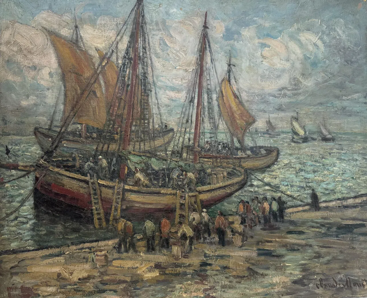 莫奈原作《勒阿弗尔的塞纳河口》呈现光影中的帆。（格瑞会所提供）