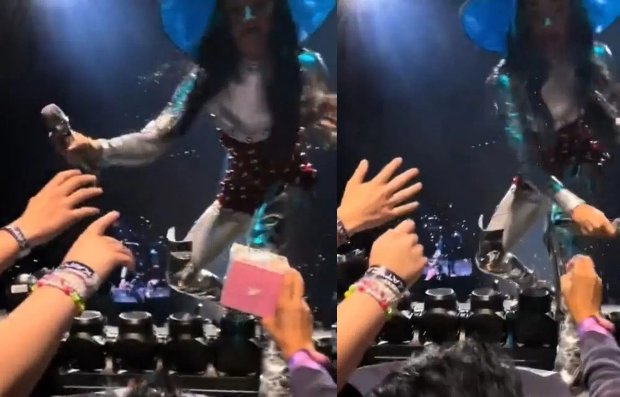 Katy Perry怒吼甩掉粉丝递上的Labubu盲盒献礼。（互联网）