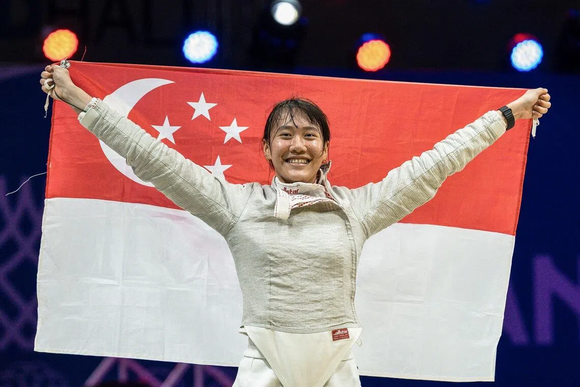 王洁敏今年在亚锦赛收获银牌，在东运会赢得金牌。（法新社）