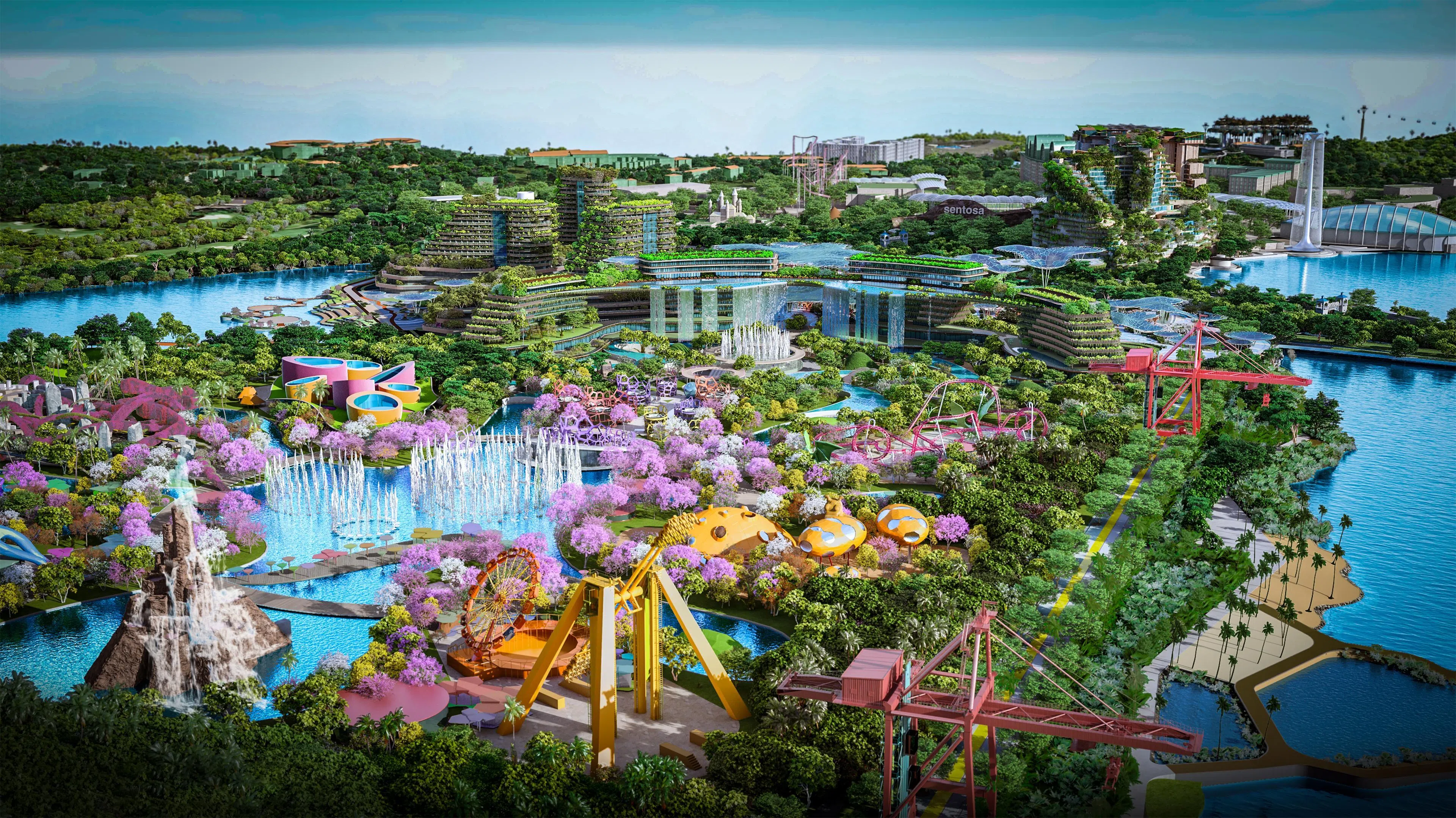 政府将在接下来五年继续注资推进“旅游业2040”愿景，包括发展占地约120公顷的布拉尼岛，在那里兴建新酒店和景点。（圣淘沙发展局提供）