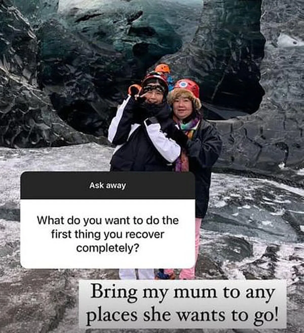 胡秀惠表示母亲是自己的所有动力，并附上母女合照。（取自Instagram）