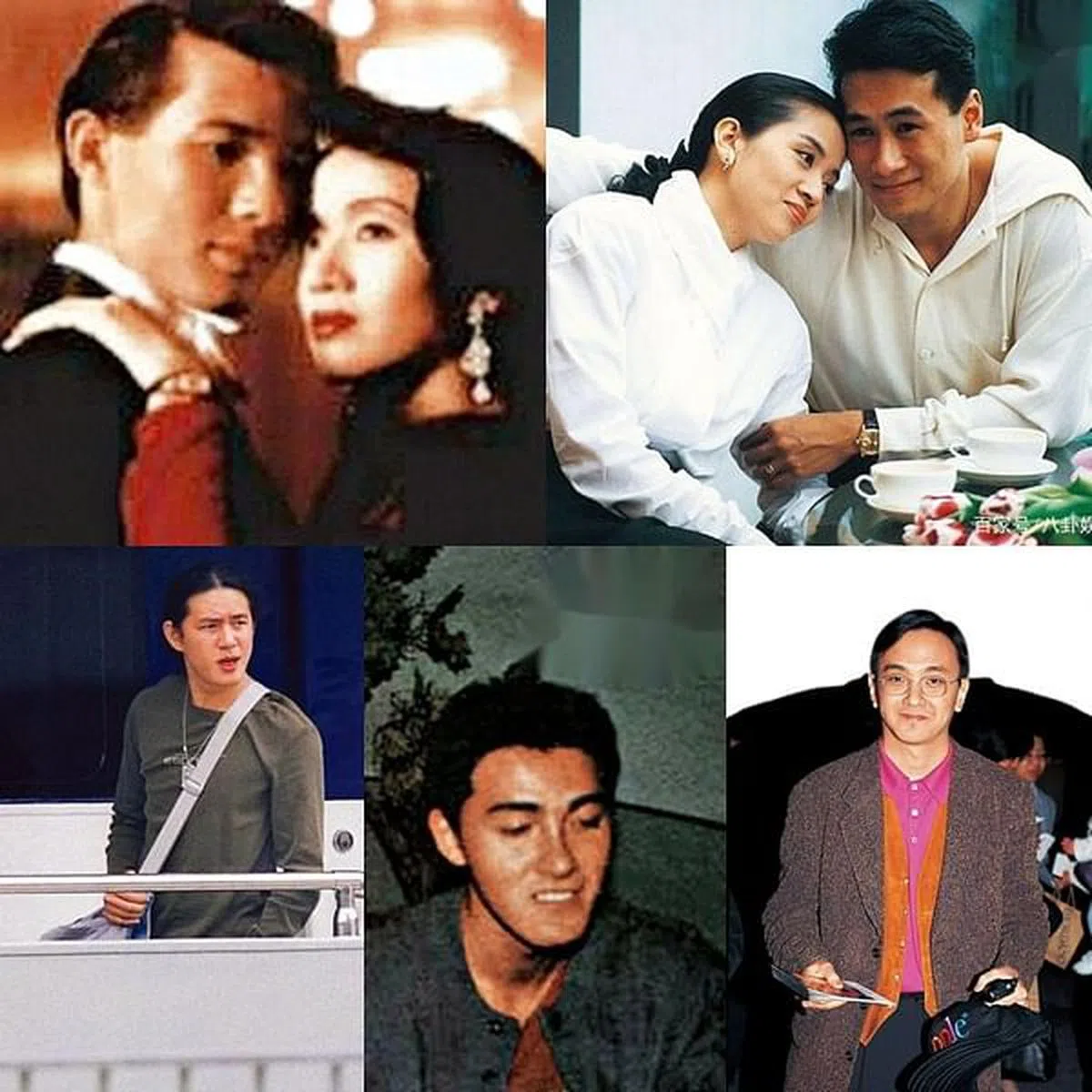 梅艳芳的前男友们：刘米高（上排左起）、阿Paul、Shum Shum（下排左起）、高桥雅宏、邹世龙。（互联网）