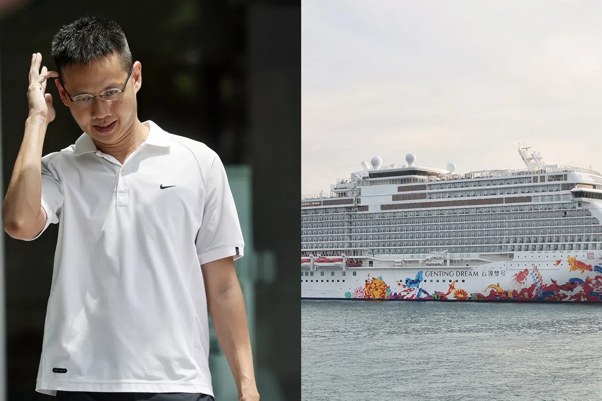 被告梁辉锦（左图）因买不到本地歌台艺人陈建彬、刘玲玲和皓皓游轮演出票以及在游轮赌场输了2000元，恐吓要炸了游轮。（档案照片）