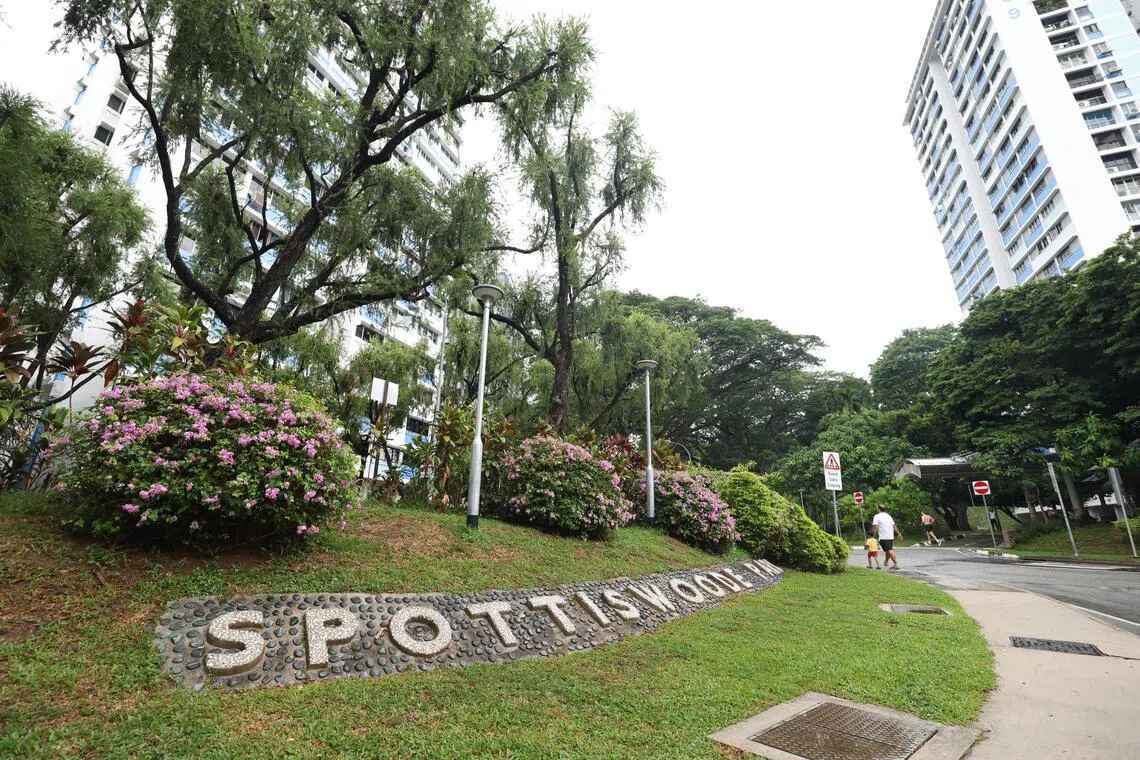 史波蒂斯兀园组屋区有近50年历史，共有九座组屋，460个单位。（郑一鸣摄）