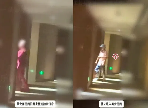 中国狗仔贴出视频指包贝尔（右图）与红发美女（左图）在酒店房间独处七小时。（互联网）