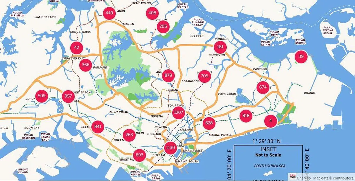 公众可上“CDC Vouchers Merchants Go Where”网站，只要输入邮编号码，附近哪些参与计划的邻里商家和小贩就能一目了然。网站上的地图也能放大至各邻里，并显示各区参与计划的商家数目和地址。（网站截图）