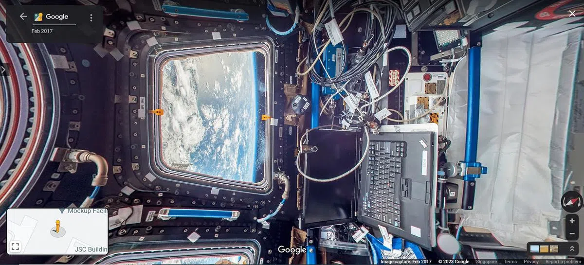谷歌地球首次收录地球以外的地方，呈现国际空间站內的全貌。（谷歌地图截图）