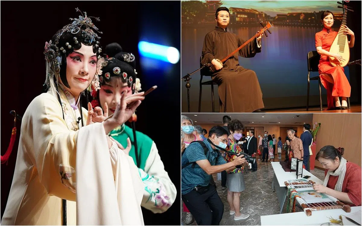 苏州在新加坡文旅推介会上，表演昆曲、评弹和苏绣双面绣技艺。（图/苏州市政府新闻办）