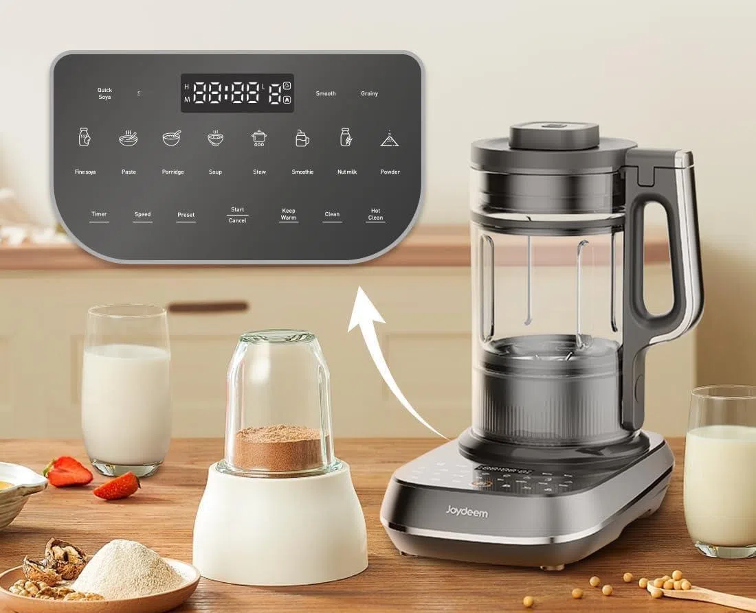 Joydeem豆浆机的双层玻璃搅拌杯不仅降低噪音，还提供更好的保温效果。 ​（商家提供）