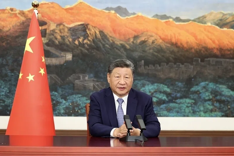 中国国家主席习近平星期三（9月24日）在北京通过视频向联合国气候变化峰会发表致辞时宣布减排目标，并指中国“力争做得更好”。（新华社）