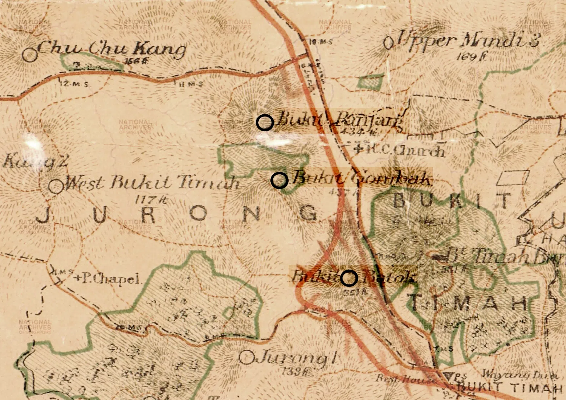 1898年地图局部。（新加坡档案馆图片）