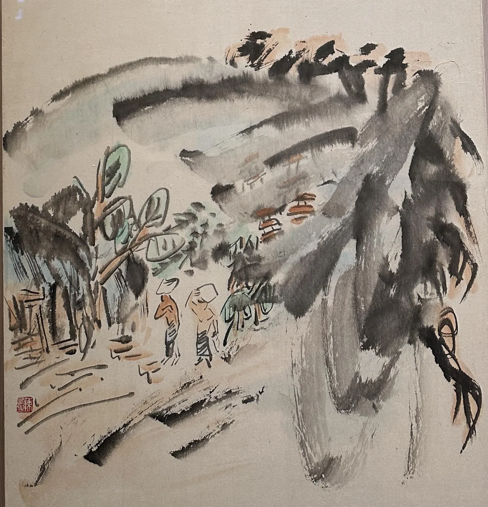 陈有勇水墨画取材峇厘岛。（海卉艺苑提供）