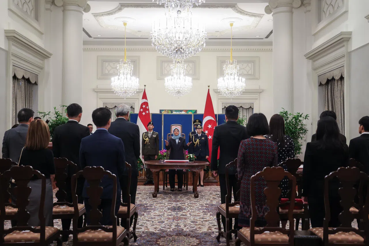 哈莉玛总统当天也主持了一场宣誓就职典礼。（白艳琳摄）