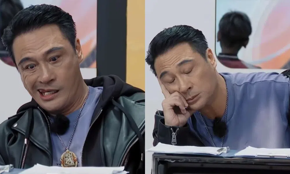 吴镇宇担任导师，表情丰富。（视频截图）