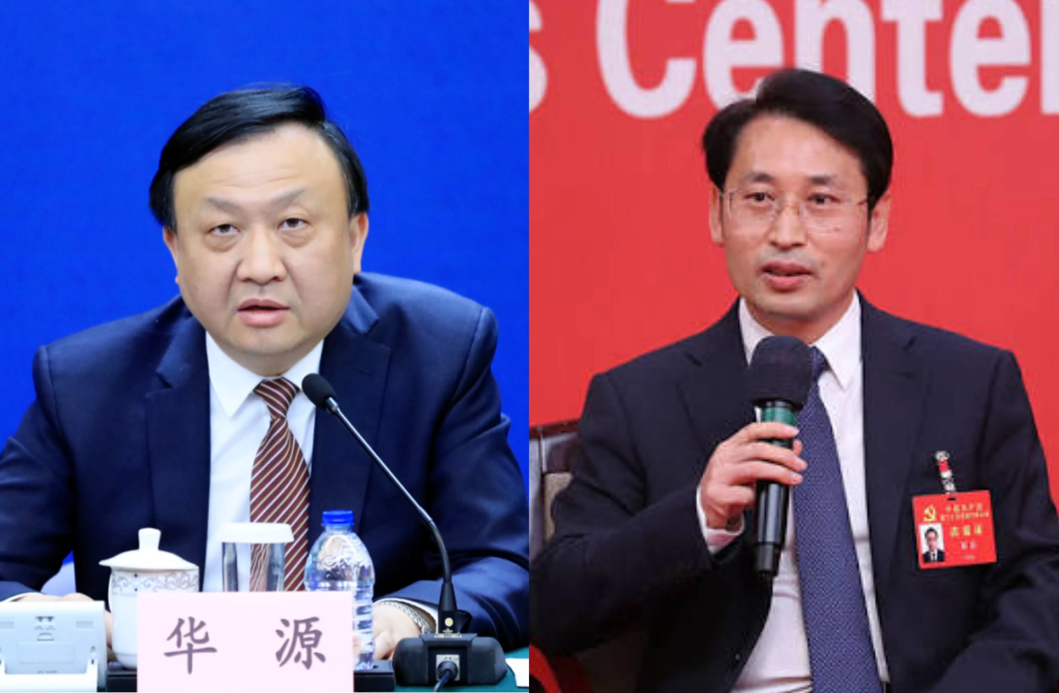 26名现任省级中共党委秘书长中，最年轻的是上海市委秘书长华源（左）；北京市委秘书长赵磊是第三年轻。（互联网）