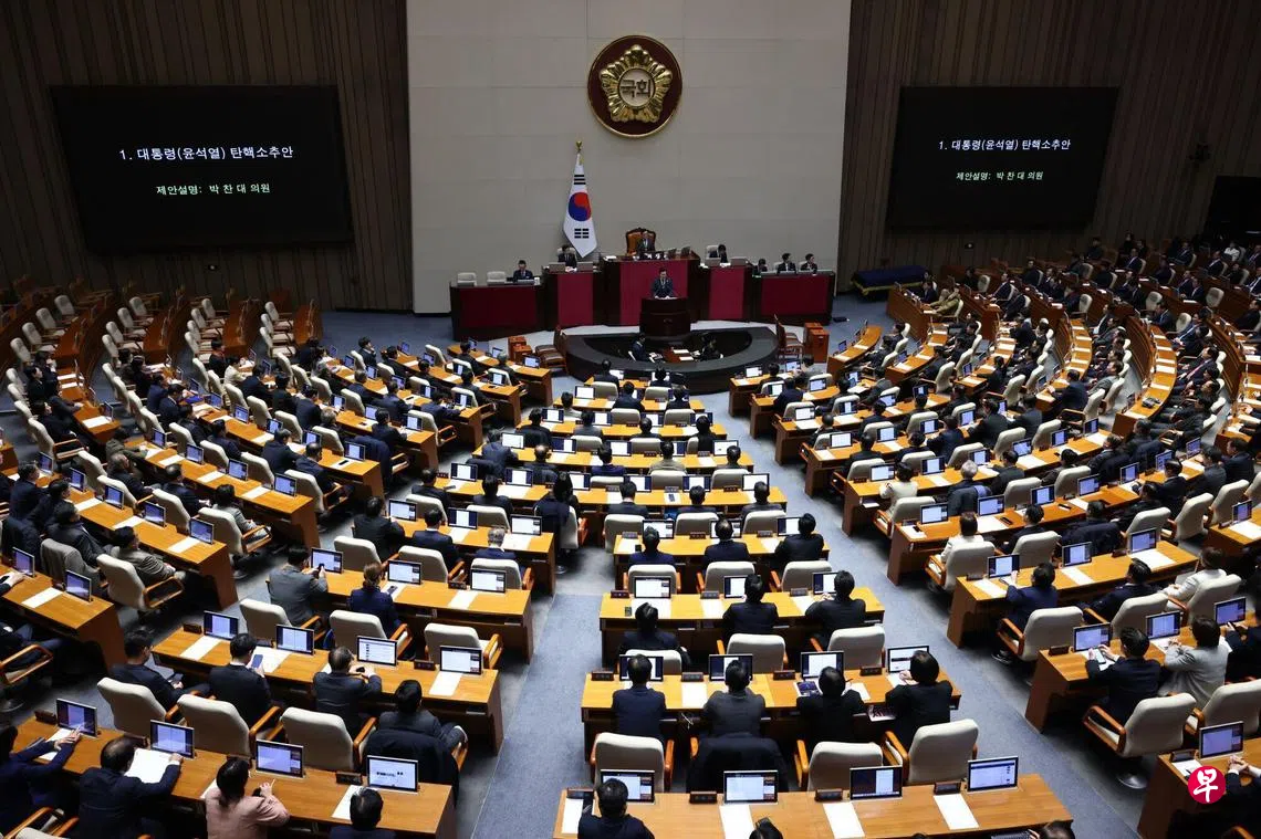 韩国国会开始表决弹劾总统尹锡悦动议| 联合早报
