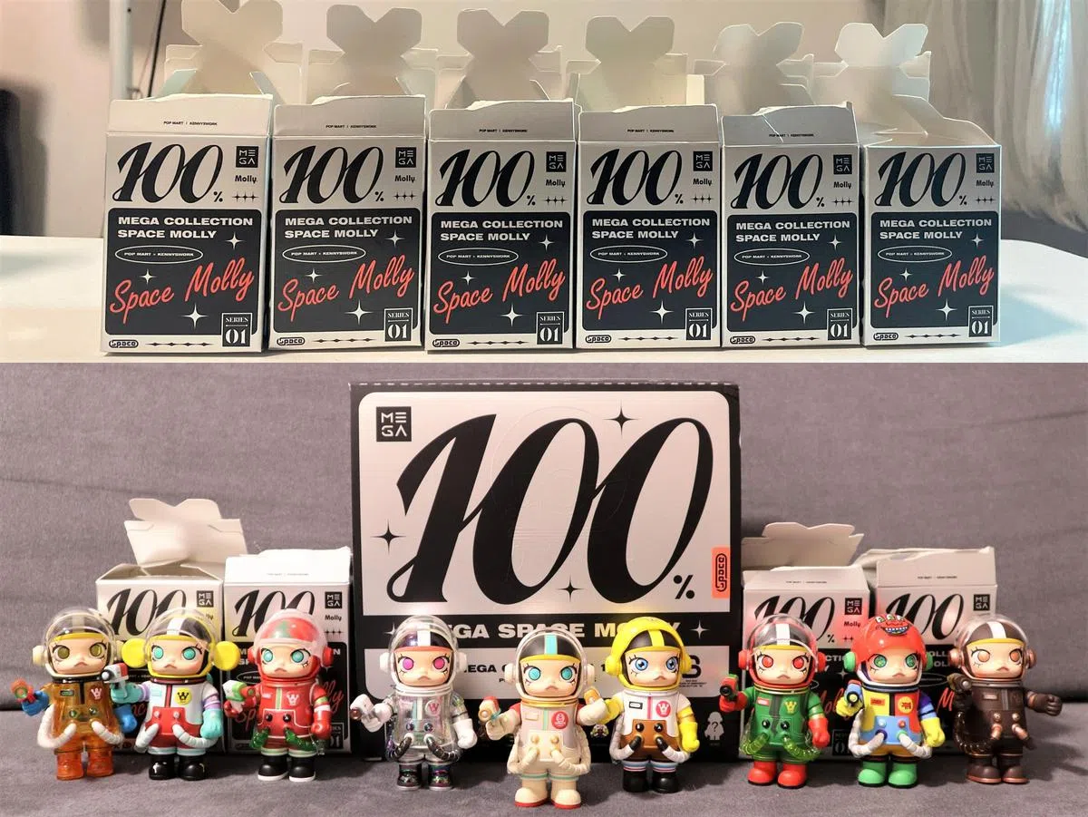 盲盒类似于扭蛋或惊喜袋，拆开前无法知道盒子里面装的是什么，图为盲盒界的领头IP—Molly（王昀诗摄）。 