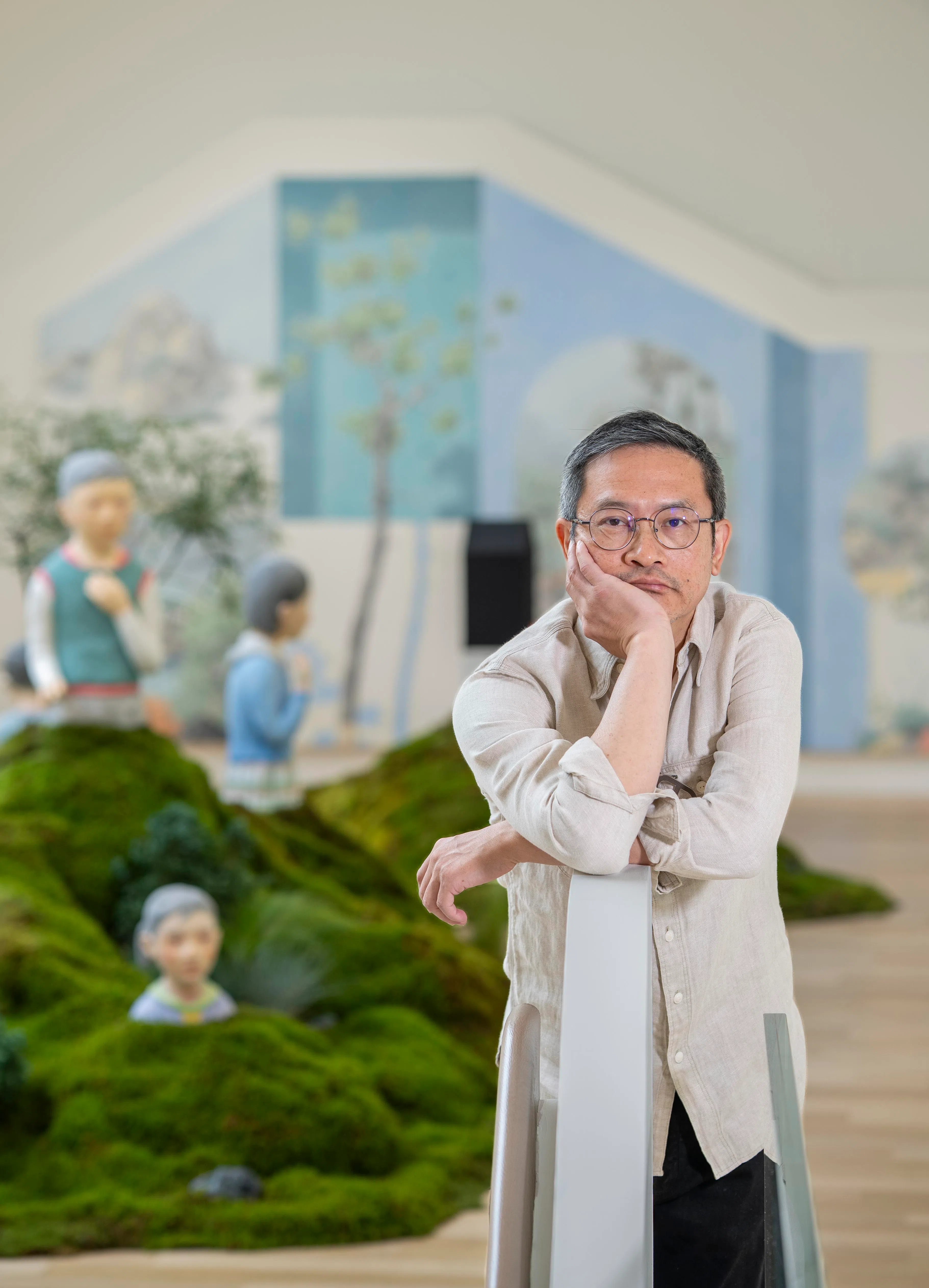 曾健勇2025年于上海爱马仕之家举办的个展“乌有园”现场。（品艺画廊提供）