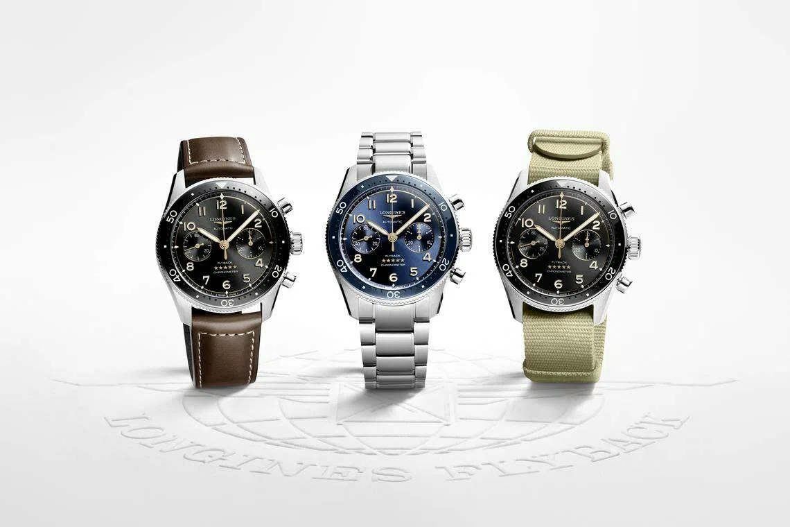 浪琴表1925年推出首款具备飞返功能的腕表，为全球首创。先行者系列新作再现这个复杂功能。（品牌提供）