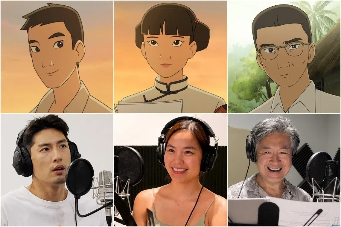 孙政（下排左起）、芳榕和彭耀顺参与《沧海琴声》的声演工作。（取自Violinistmovie IG）