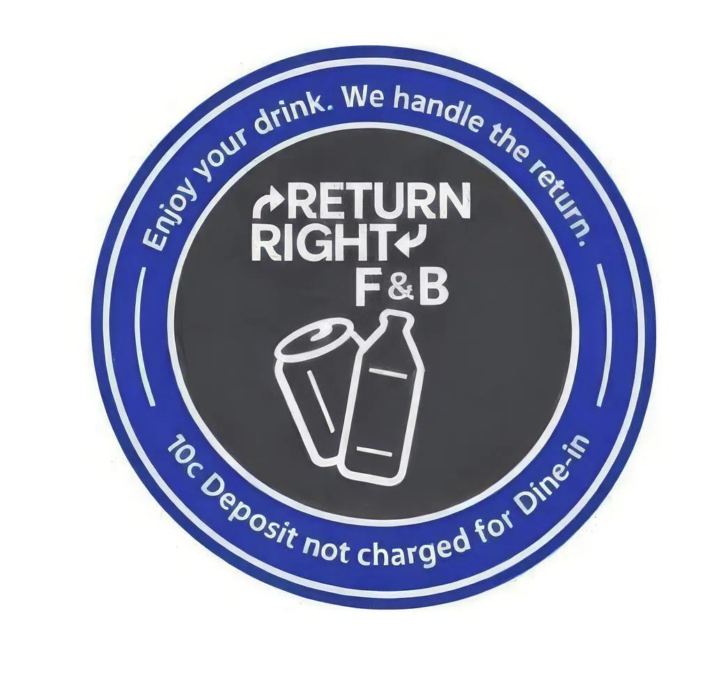 参与“饮食业正确回收计划”的业者，须在餐馆里张贴与计划相关的贴纸。（国家环境局提供）