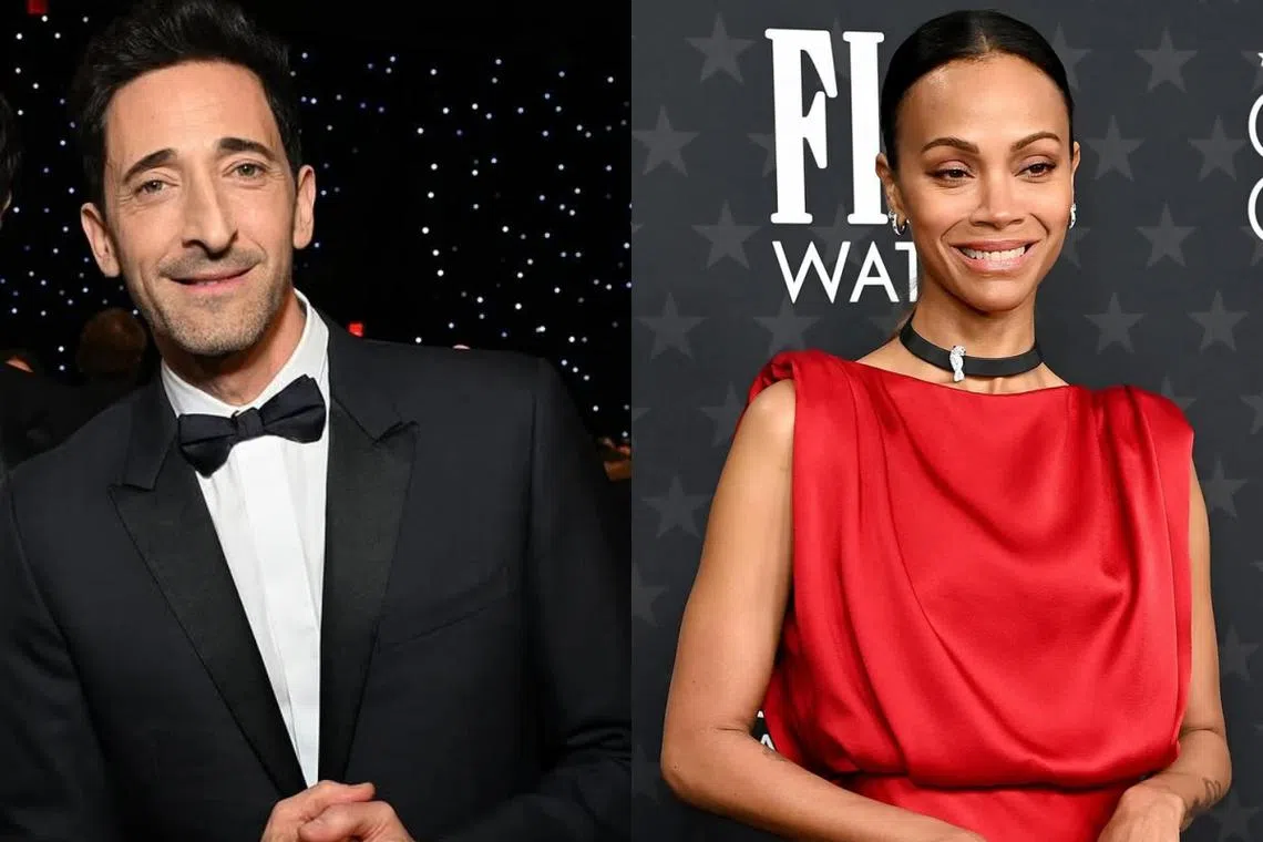 亚德林布洛迪（左）和佐伊萨尔达娜分别获颁最佳男主角和最佳女配角。（取自Critics Choice IG）